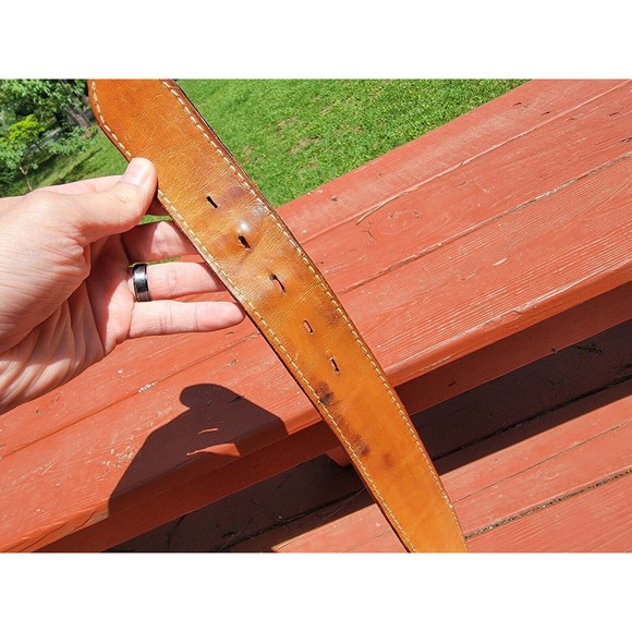 Vintage Kirkpatrick Brown Basket Weave Leather Belt Size 34, Buckle, Shooting - Picture 7 of 12